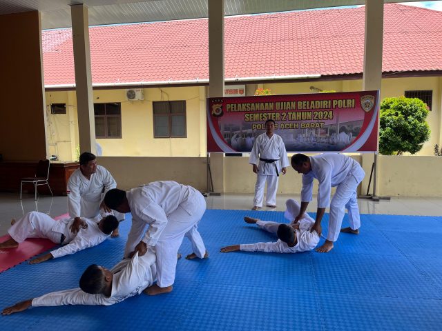 Polres Aceh Barat Gelar Tes Ujian Beladiri Polri Semester II Tahun 2024