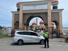 Satlantas Polres Aceh Barat Lakukan Pengaturan Lalin Rombongan Jamaah Haji Menuju Banda Aceh