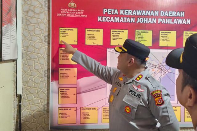 Kapolres Aceh Barat mengecek Polsek Johan Pahlawan, Satlantas, dan pelayanan SIM untuk memastikan kesiapan personel serta kualitas pelayanan masyarakat, Senin (10-8-2026). Dok Polres Aceh Barat