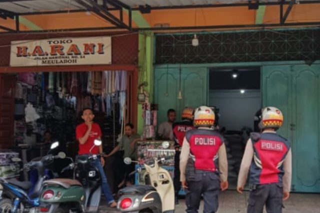 Personel Sat Samapta Polres Aceh Barat melaksanakan patroli preventif di sejumlah ruas jalan Kota Meulaboh, Senin (14/9/2026). Dok.Polres Aceh Barat